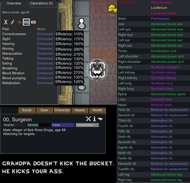 Мод Expanded Prosthetics and Organ Engineering для RimWorld