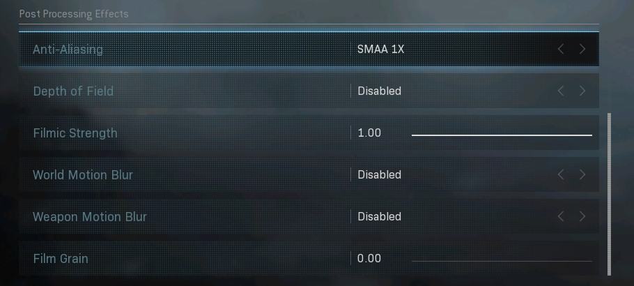 Настройки Post Processing Effects